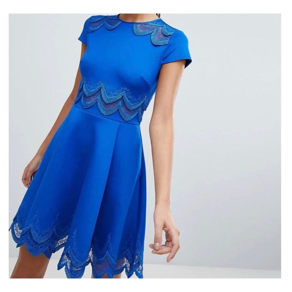 Ted Baker London Rehanna Embroidered Skater Mini Dress Size 2